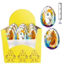 Изделие фигурное из кондитерской глазури яйцо с сюрпризом "Лошадки" 20гр. 6х24