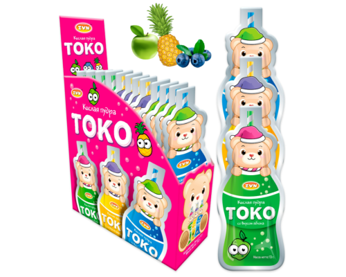 Кислая пудра «Токо» со вкусом яблока, черники, ананаса ZVNTM 13г 12*24