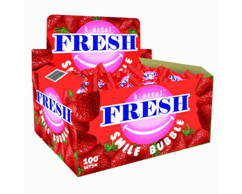 Резинка жевательная дражированная " FRESH SMILE Bubble " со вкусом клубники 20*100 Резинка жевательная дражированная " FRESH SMILE Bubble " со вкусом клубники 20*100
