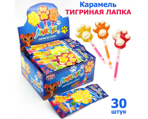 Карамель на неоновой палочке "Лучистик Тигриная лапка" 10гр 12*30 Карамель на неоновой палочке "Лучистик Тигриная лапка" 10гр 12*30