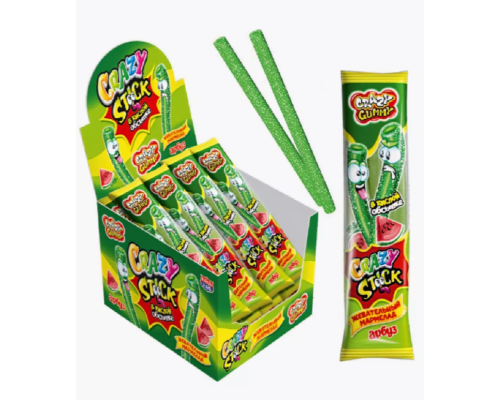 Жевательный мармелад в кислой обсыпке «CRAZY GUMMY. CRAZY STICK» со вкусом арбуза 20гр 12*24 Жевательный мармелад в кислой обсыпке «CRAZY GUMMY. CRAZY STICK» со вкусом арбуза 20гр 12*24