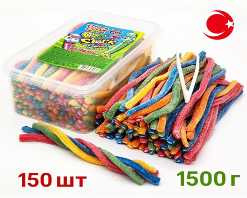 Марм."CRAZY GUMMY CRAZY STICK" ассорти в кисл. обсып. 10г 8*150
