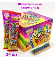 Жевательный мармелад в кислой обсыпке «CRAZY GUMMY. CRAZY STICK» ассорти 20гр*24шт*12 блоков