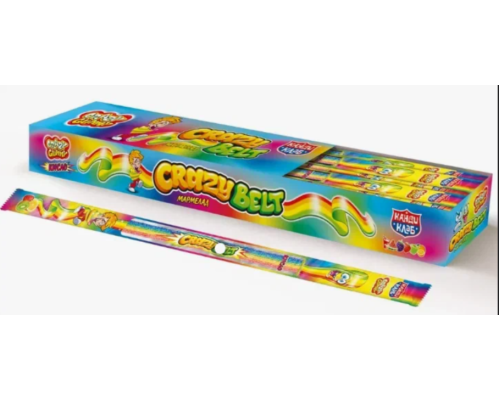 Марм. " CRAZY GUMMY CRAZY BELT " кислые ремешки , радуга 15гр. 12*54