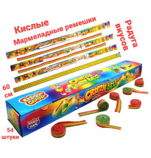 Мармелад в кислой обсыпке "CRAZY GUMMY CRAZY BELT" (кислый ремешок) тутти-фрутти 15 гр. БЛОК 54 ШТ