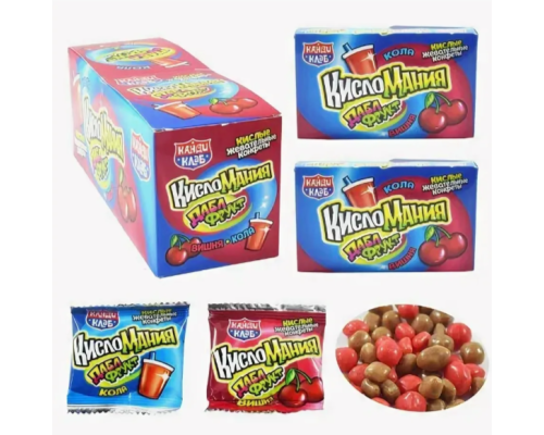 Жевательные конфеты " Кисломания дабл фрукт " вишня и кола 14гр 12*30