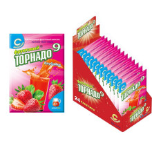 Сухой порошкообразный растворимый напиток " Фруктовый торнадо 9" со вкусом клубники 12*24*9гр